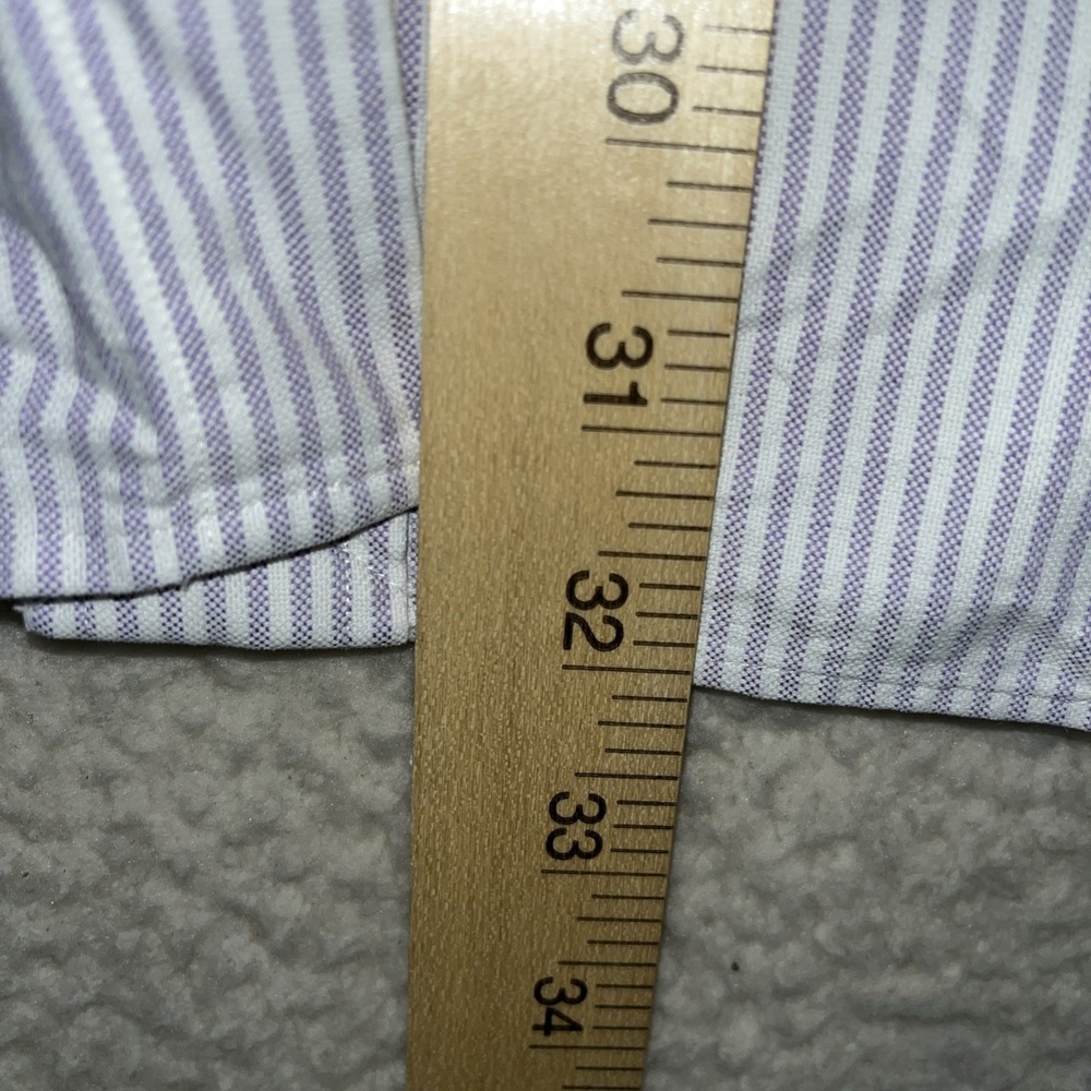 Polo Ralph Lauren XXL Classic Fit Pinstripe Button Down Shirt Flesh Pony 36/37 - Picture 11 of 16
